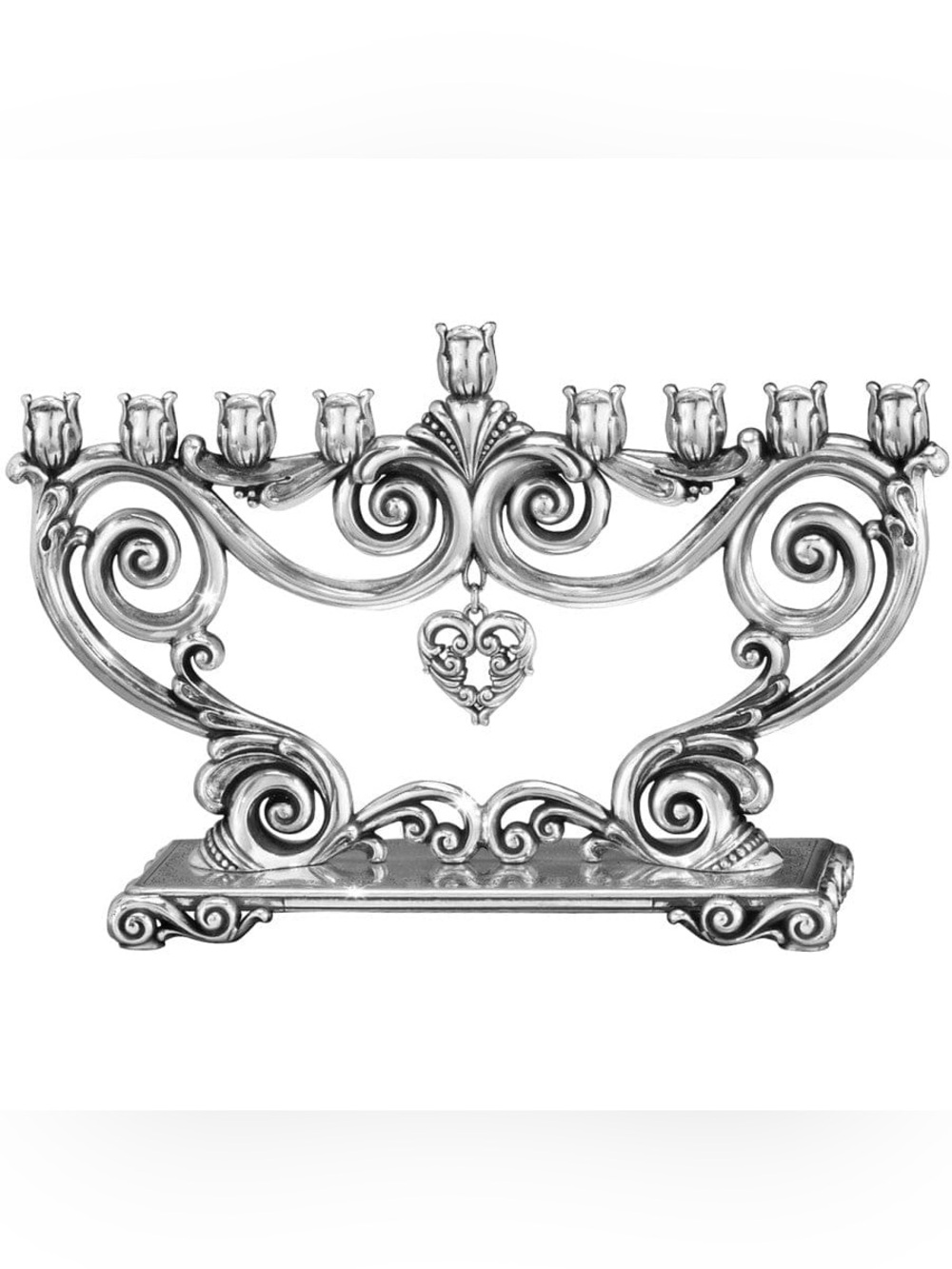 Brighton Ornate Silver Menorah-Style Candle Holder